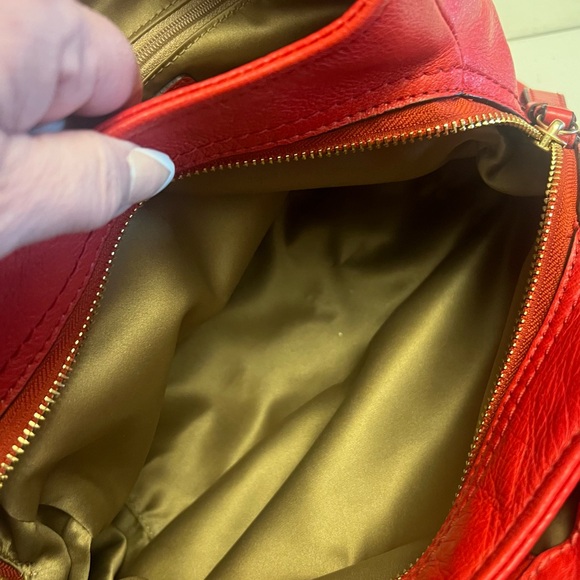 Coach Red Leather Shoulder Hobo with Gold Accents - Picture 4 of 7